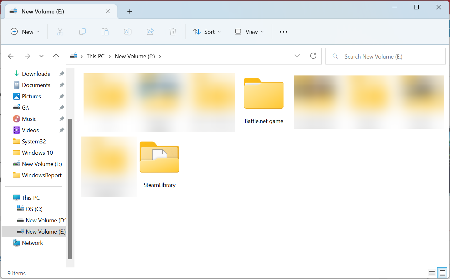 Папка игр на SSD отображена в Проводнике