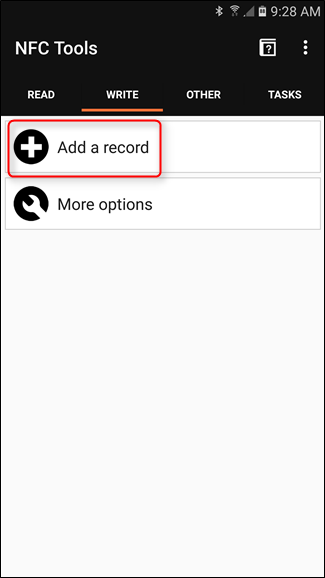 Добавление записи приложения для NFC