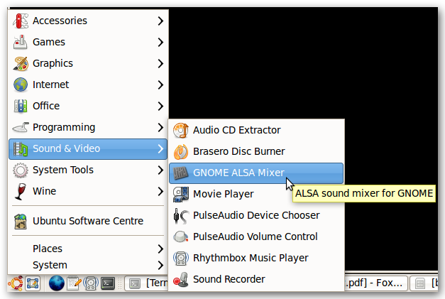 Окно Gnome ALSA Mixer