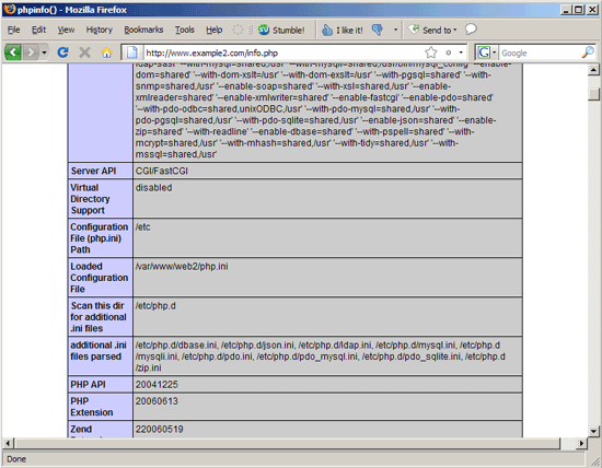 phpinfo() показывает загруженный php.ini в /var/www/web2/php.ini