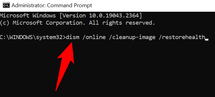Запустите команду DISM.