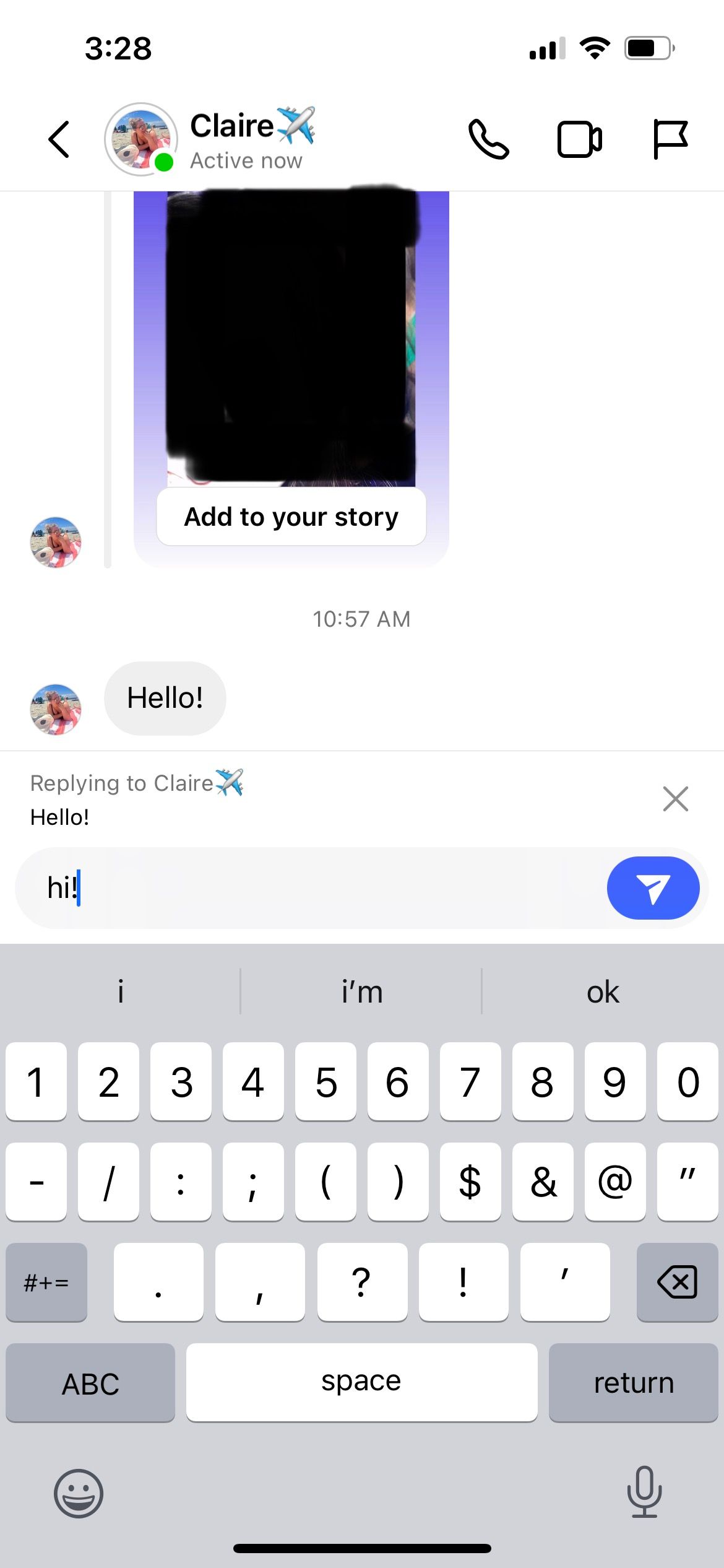 Написание прямого ответа в Instagram DMs