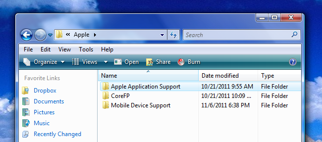 Выделенные файлы libxml2.dll и SQLite3.dll в папке Apple Application Support