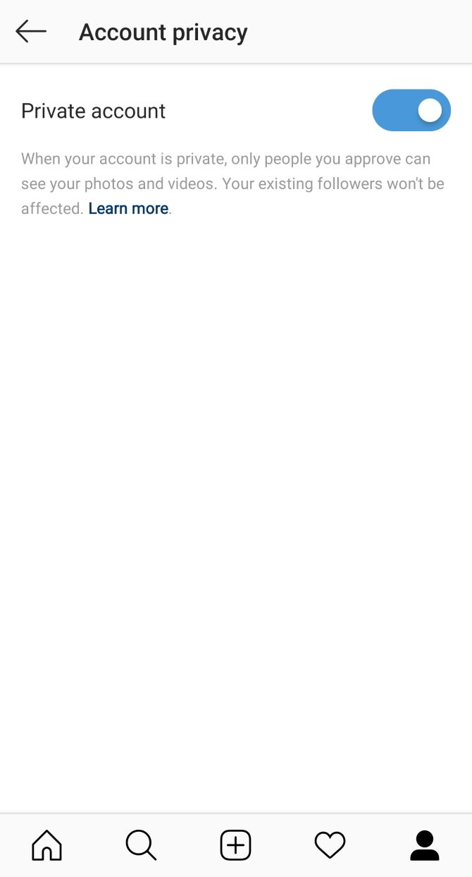 Instagram account privacy