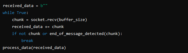 Иллюстрация приёма данных по сокету