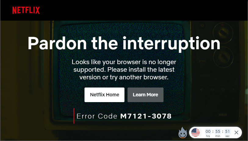 Ошибка Netflix в настольной версии Hola VPN