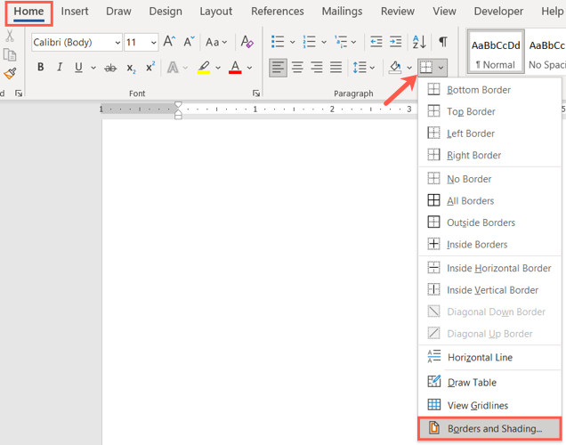 Выбрать Границы и заливка