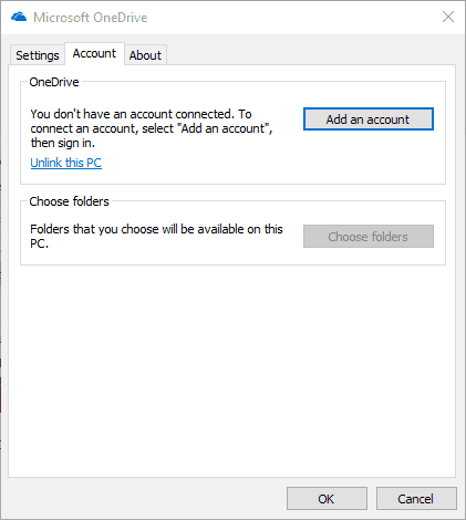 onedrive account settings