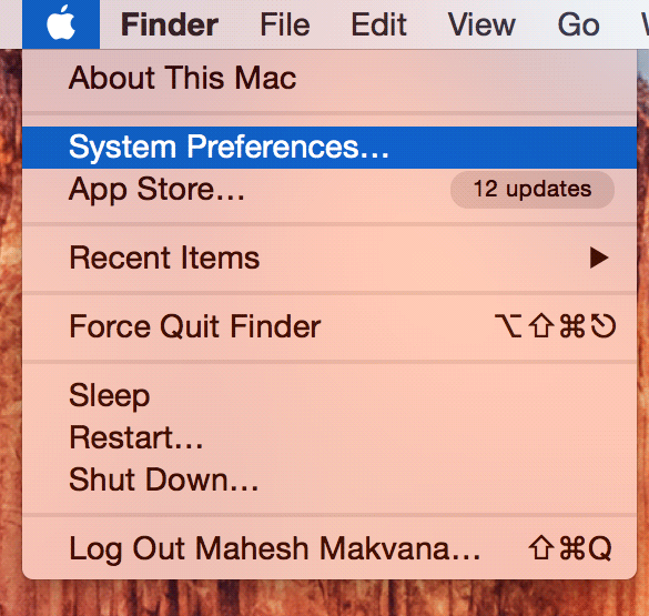 Открытие Системных настроек macOS