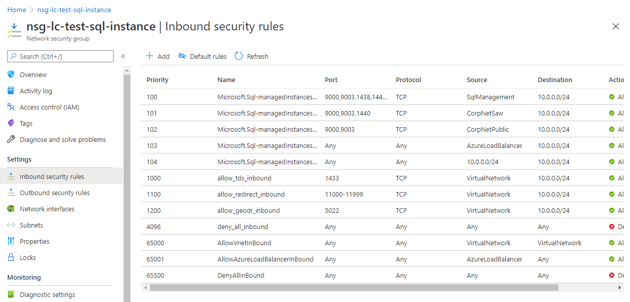 Откройте раздел Inbound security rules и нажмите