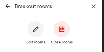 Опции управления открытыми комнатами: редактирование и закрытие.
