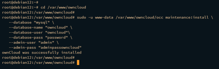 Установка ownCloud через консоль