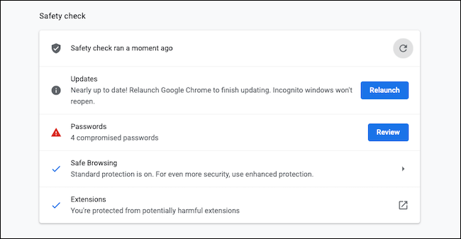 Запуск проверки безопасности в Google Chrome