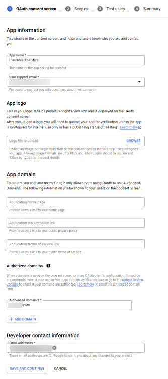 Экран согласия OAuth