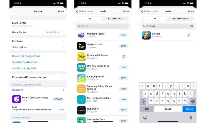 Скриншот раздела «Покупки» App Store