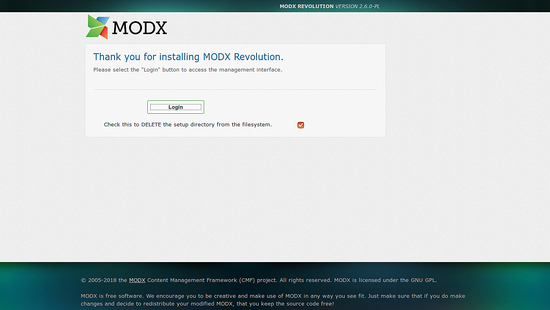 MODX успешно установлен