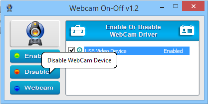 ウェブカメラを管理するソフトウェアの例画面