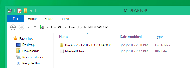 Список наборов резервных копий с датами