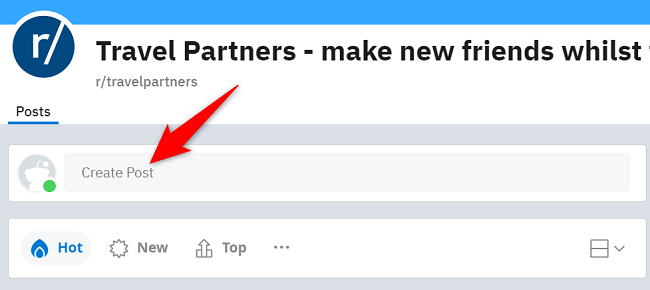 Кнопка Создать пост на странице сабреддита