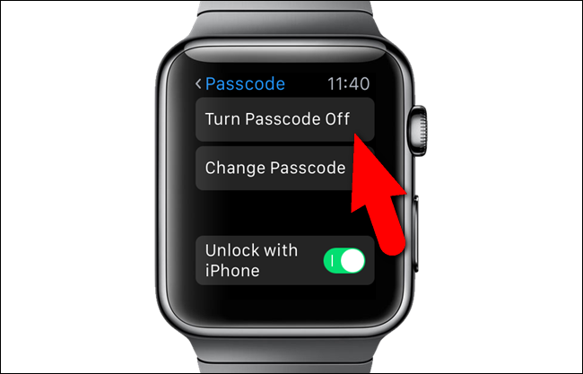 Опция Выключить код‑пароль на часах