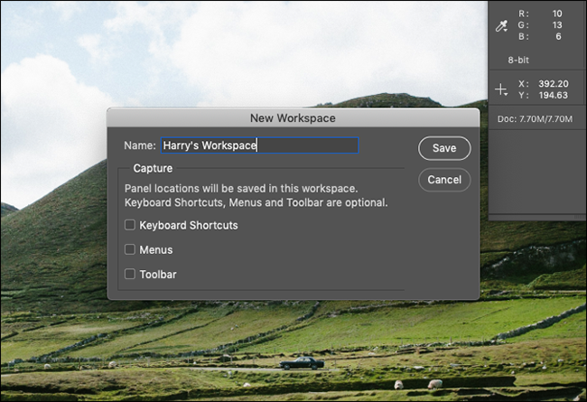 Сохранение нового рабочего пространства