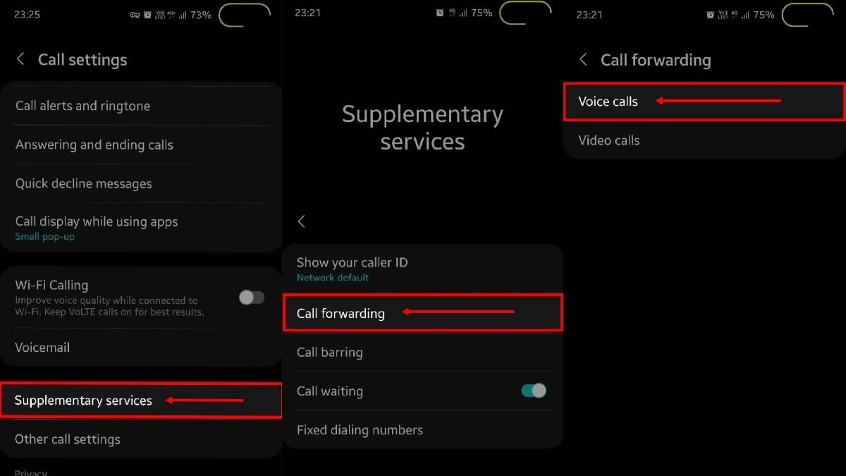 открыть настройки переадресации в samsung