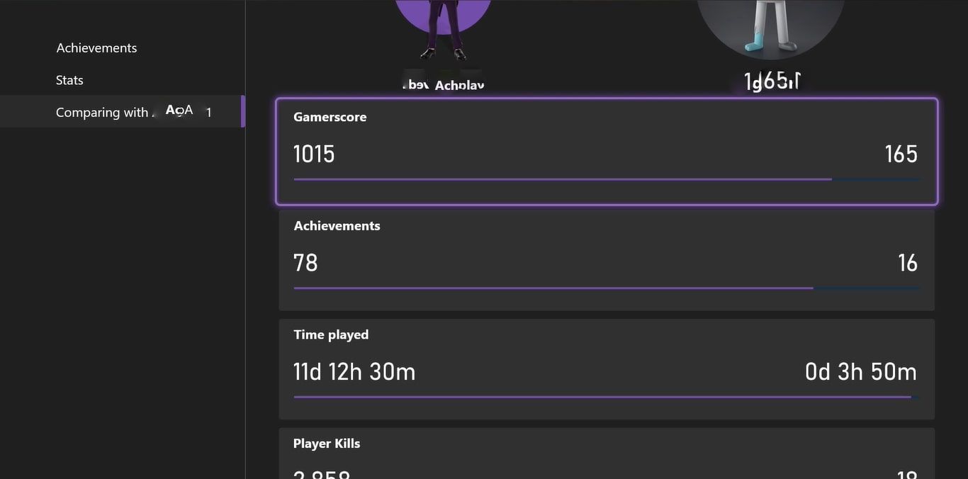 Скриншот страницы со статистикой игры Smite при сравнении на Xbox