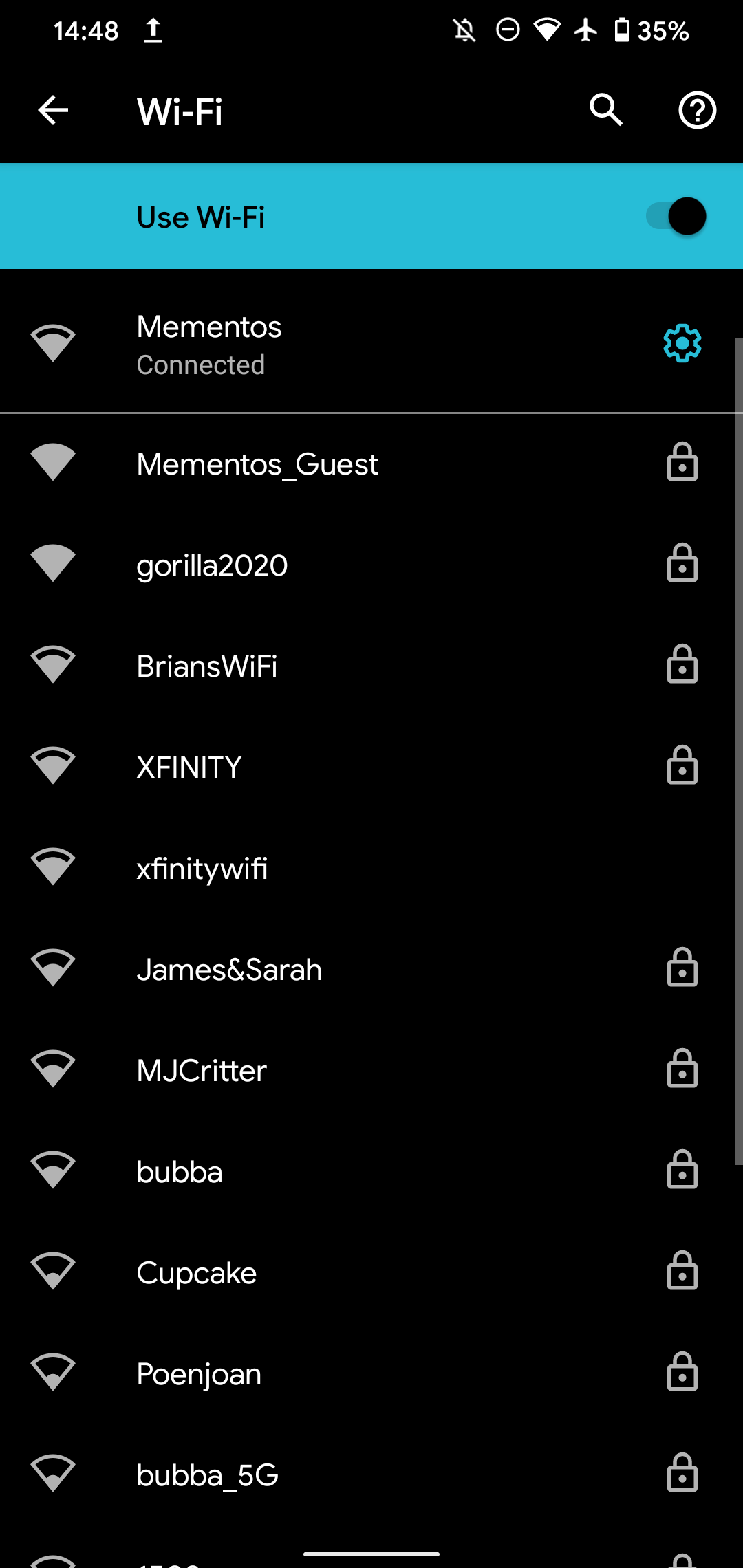 Меню Wi‑Fi на Android с настройками сети
