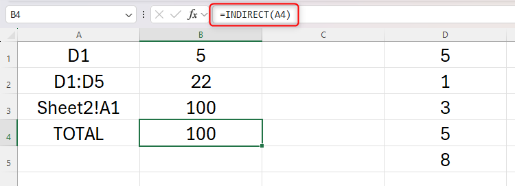 INDIRECT с именованным диапазоном TOTAL