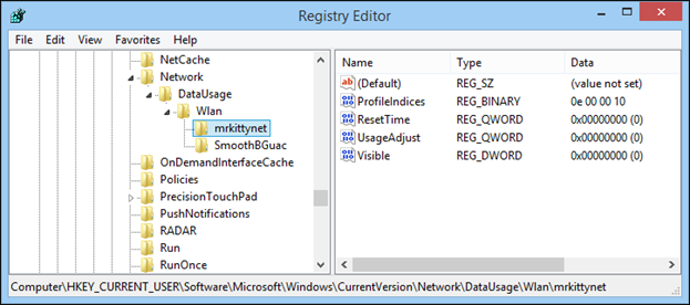 Поиск по реестру для имени сети