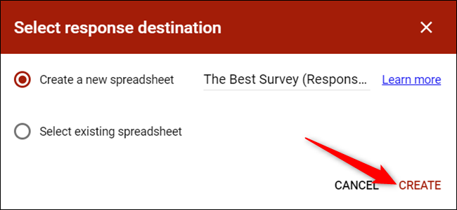 Кнопка Создать для новой электронной таблицы.