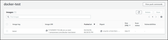 Список репозиториев ECR с недавно загруженным образом