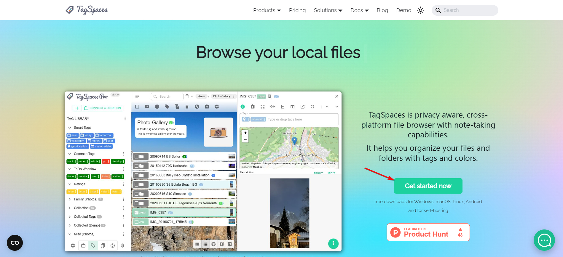 Страница загрузки TagSpaces