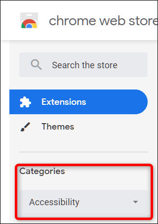 Выберите раздел «Accessibility» в меню Категорий