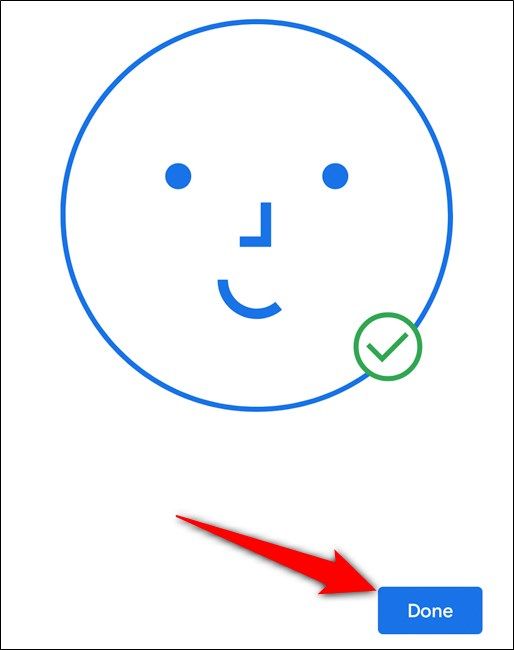 Нажмите Done по окончании настройки Face Unlock