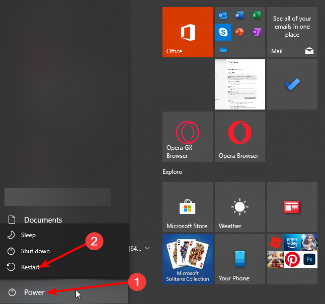 Питание — Перезагрузка
