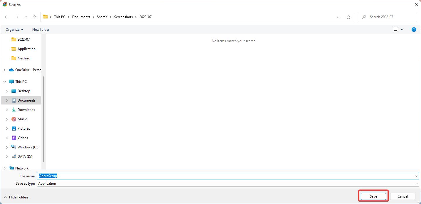 Скриншот процесса скачивания Opera