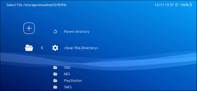 Процесс сканирования ROMs в RetroArch