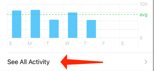 Нажмите Посмотреть всю активность
