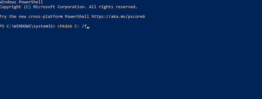 Команда chkdsk X: /f в командной строке