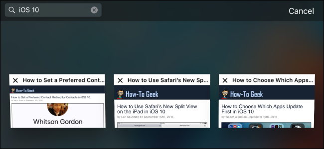 Поиск вкладок в Safari на iOS 10