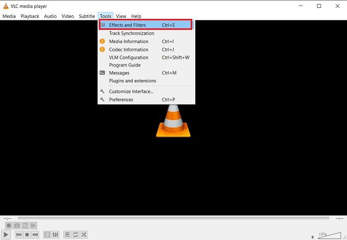 Окно Инструменты → Эффекты и фильтры в VLC