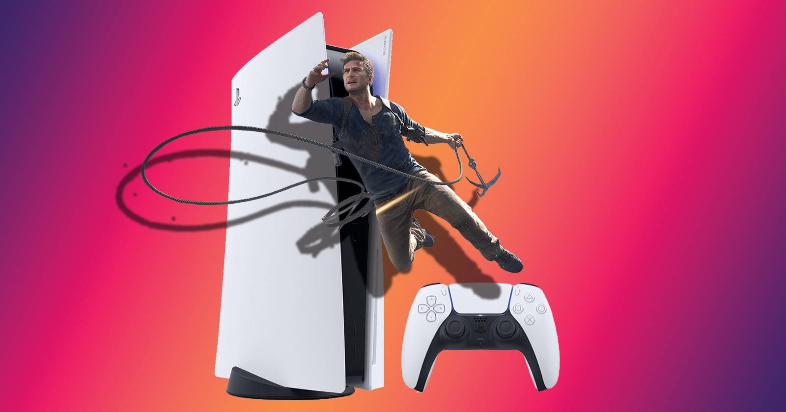 PS5 с обложкой Uncharted 4: Legacy of Thieves Collection на экране