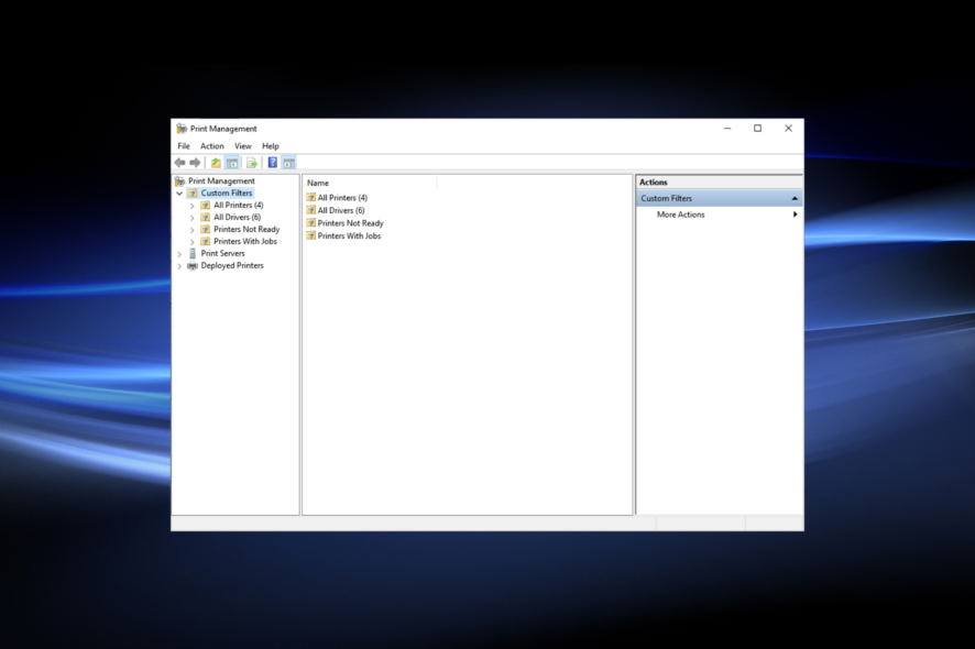 отсутствует консоль Print Management в Windows 10 — иллюстрация