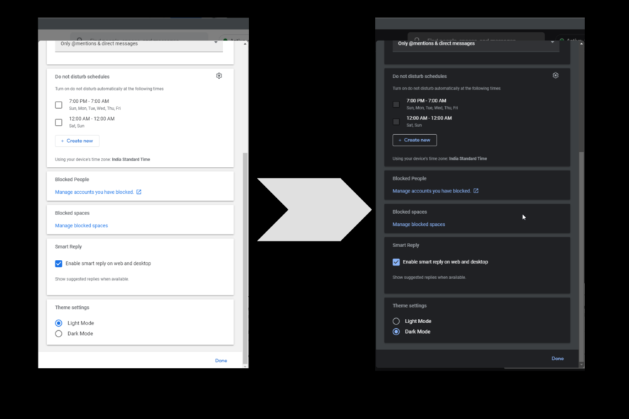 Тёмная тема в Google Chat — включение и отключение