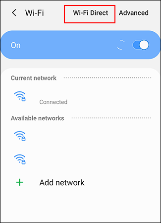 В меню Wi‑Fi найдите Wi‑Fi Direct и откройте его