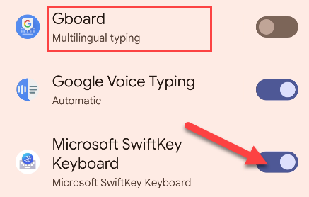 Включите нужные клавиатуры в списке Экранная клавиатура.