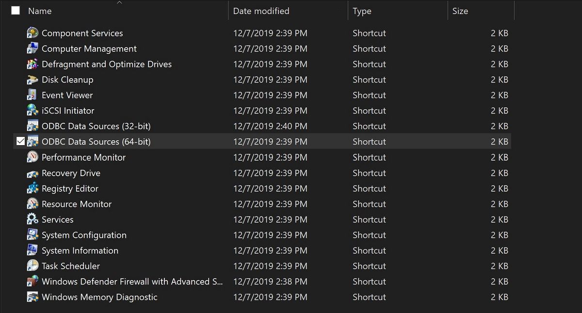 Меню Административные инструменты Windows
