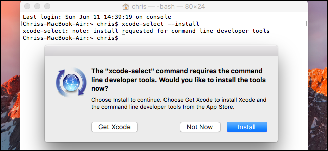 Установка Xcode Command Line Tools в Терминале