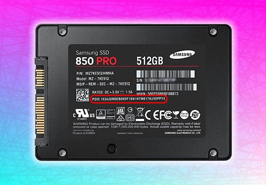 SSD с наклейкой PSID — пример физического идентификатора безопасности